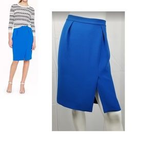 J. Crew Drapey Crepe Pencil Skirt Blue Sz 8